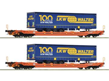 Roco 6600064 2-tlg. Set: Taschenwagen T5, Wascosa, Spedition LKW Walter Jubi - H0