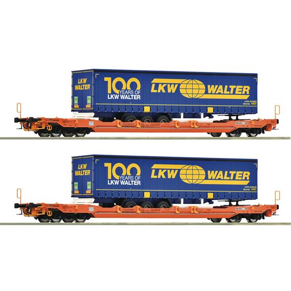 Roco 6600064 2-tlg. Set: Taschenwagen T5, Wascosa, Spedition LKW Walter Jubi - H0