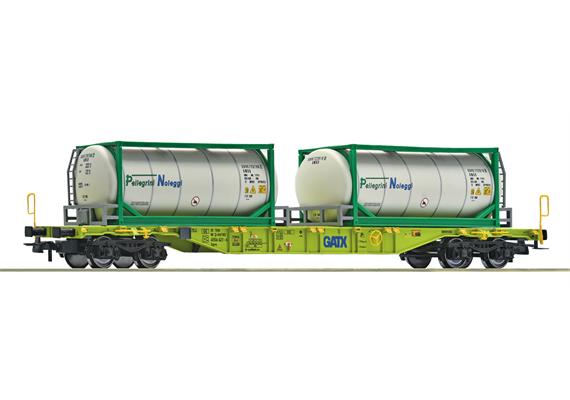Roco 6600279 Containertragwagen, GATX mit Tankcontainern der Spedition Pellegrini - H0