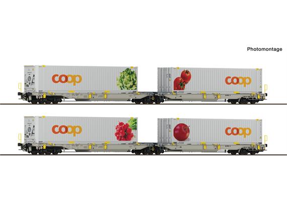 Roco 6600322 2-tlg. Set 1: Doppeltaschen-Gelenkwagen T2000, railCare "coop" - H0 (1:87)
