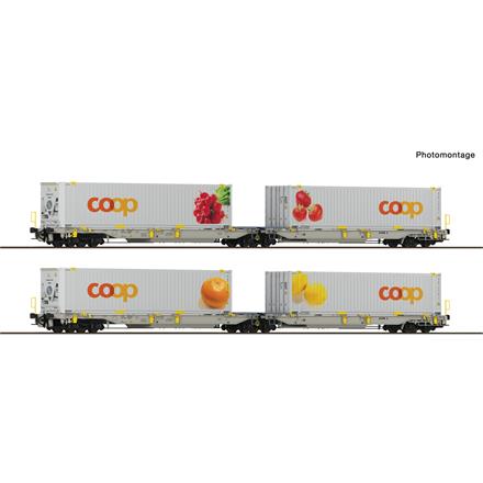 Roco 6600323 2-tlg. Set 2: Doppeltaschen-Gelenkwagen T2000, railCare "coop" - H0 (1:87)