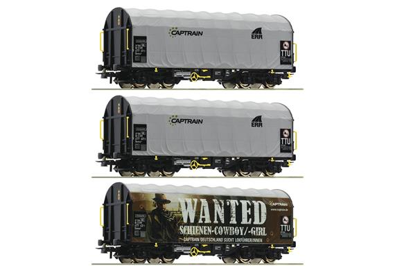 Roco 76054 3-tlg. Set: Schiebeplanenwagen, Captrain - H0 (1:87)