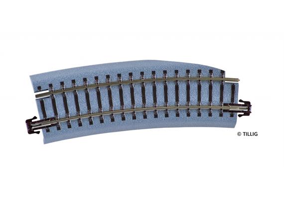 Tillig 83730 Bettungsgleis braun Gleisstück R22 Pass-Stück links R353 mm / 15°