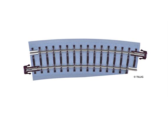 Tillig 83731 Bettungsgleis braun Gleisstück R12/22 Pass-Stück rechts R310 - 353 mm / 15°