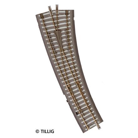 Tillig 83861 Bettungsgleis grau Innenbogenweiche rechts, 15° mit Handantrieb - H0m (1:87)