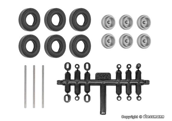 Viessmann 8422 Nachrüst-Set Gummireifen für Kibri Anhänger und Auflieger,Einfachbereifung