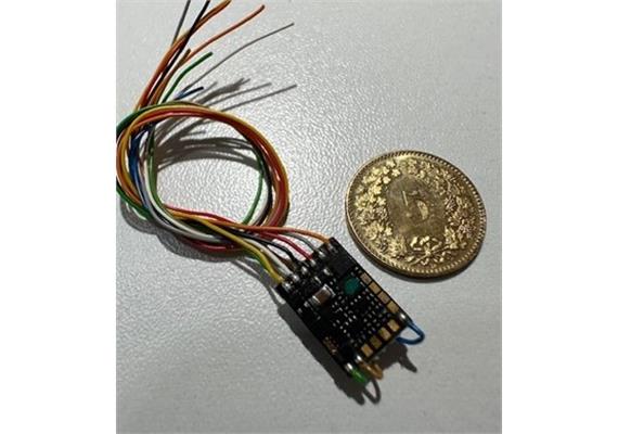ZIMO MN170 Miniatur-Decoder am 9 Litzen, 0,7A, 2 Funktionsausgänge, N-H0m | Bild 1
