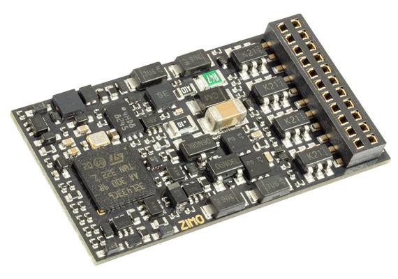 ZIMO MN340C H0 Decoder mit 21pol. mtc-Schnittstelle, 1.2A, 4 FA + 8 FA, 28,6 x 15,3 x 2,5 | Bild 1