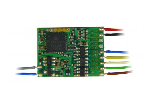 ZIMO MX686 Funktionsdecoder an Litzen, 6 Fu-Ausgänge, 2 Servos, Energiespeicheranschluss