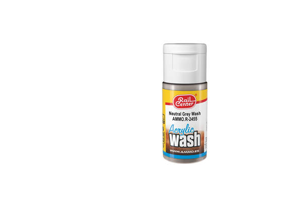 AMMO R-2455 Grau, Acryl Wash, Inhalt 15ml - H0, TT, N, Z, 0, 1, G, H0m, H0e