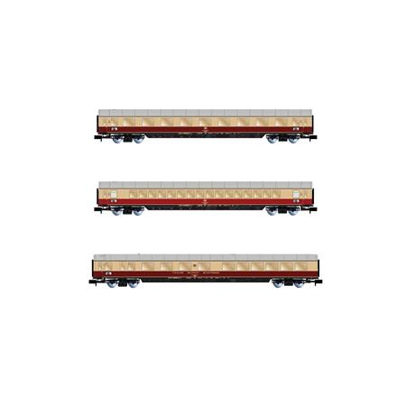 Arnold HN4364 DB, 3er Packwagen "TEE Bavaria" (Apm121, Avm111 & ARDm106), rot/beige - N
