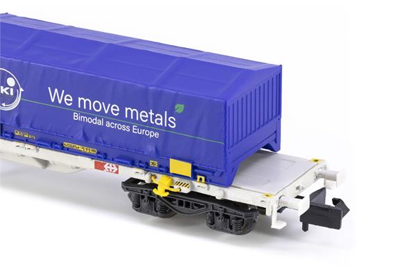 Arnold HN6659 4-achsiger Containertragwagen mit 2x blau 22' coil - N (1:160) | Bild 3