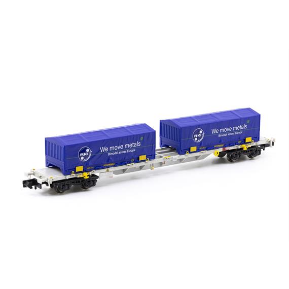 Arnold HN6659 4-achsiger Containertragwagen mit 2x blau 22' coil - N (1:160)