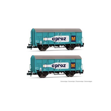 Arnold HN6683 SBB 2-teiliges Set 2-achsiger gedeckter Güterwagen K4, APROZ, Ep. III - N