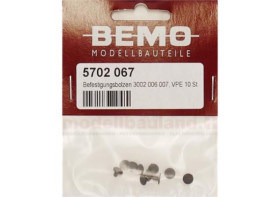 Bemo 5702 067 Befestigungsbolzen RHB-grau 3002 006 007, 10 Stück - H0m (1:87)