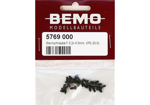 Bemo 5769 000 Blechschraube F 2,2x 4,5 mm, 20 Stück - H0m (1:87)