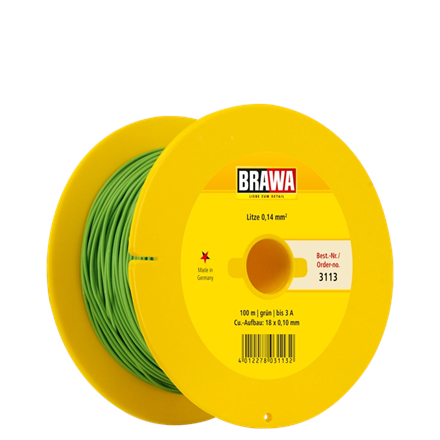 Brawa 3113 Kabelspule, à 100 m 0,14 qmm grün