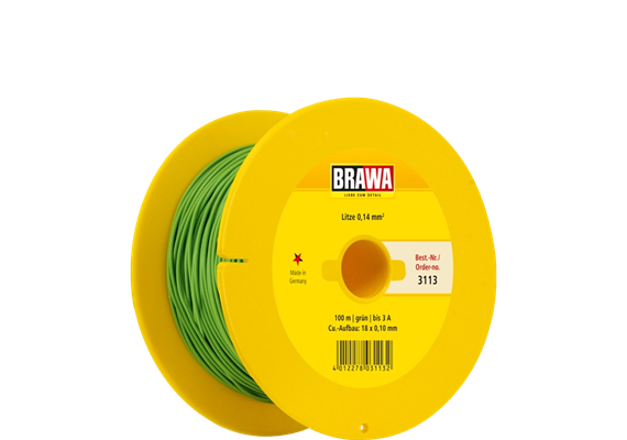 Brawa 3113 Kabelspule, à 100 m 0,14 qmm grün