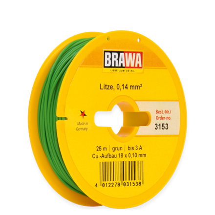 Brawa 3153 Litze 0,14mm grün, 25m