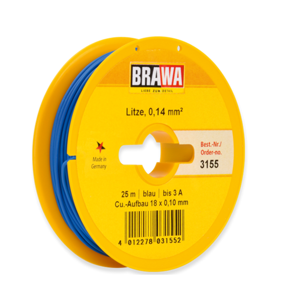 Brawa 3155 Litze 0,14 mm blau, 25 m