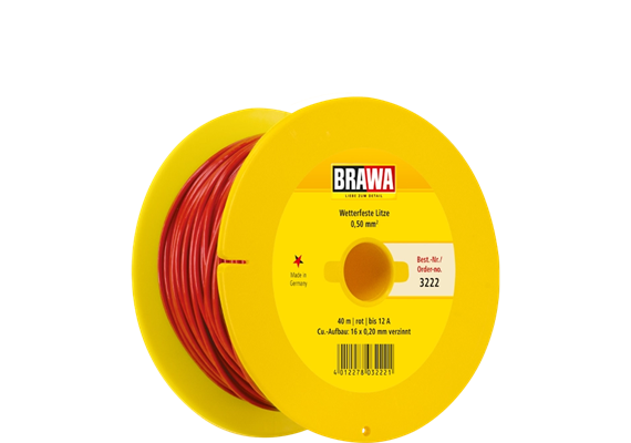 BRAWA 3222 Wetterfeste Litze, 0,50 mm², rot, 40 m