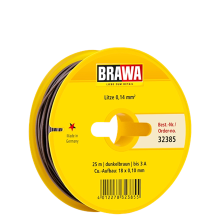 BRAWA 32385 Schaltlitze 0,14 mm2, 25 m Spule, DUNKELBRAUN