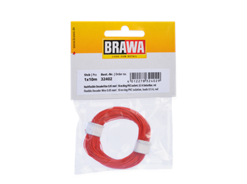 BRAWA 32402 Hochflexible Decoderlitze rot 0,05mm, Länge 10m