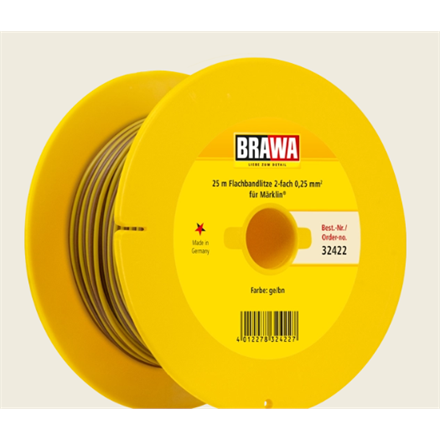 Brawa 32422 Doppellitze 0,25 mm² , 25m Spule, gelb/braun