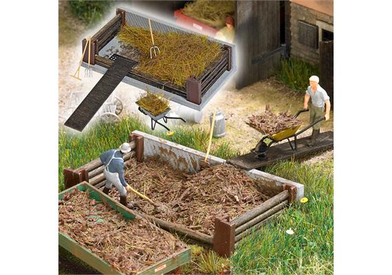 Busch 1526 Misthaufen mit Zubehör (echt Holz) HO
