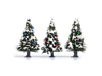 Busch 6464 3 Verschneite Weihnachtsbäume mit Kugeln - H0 (1:87)