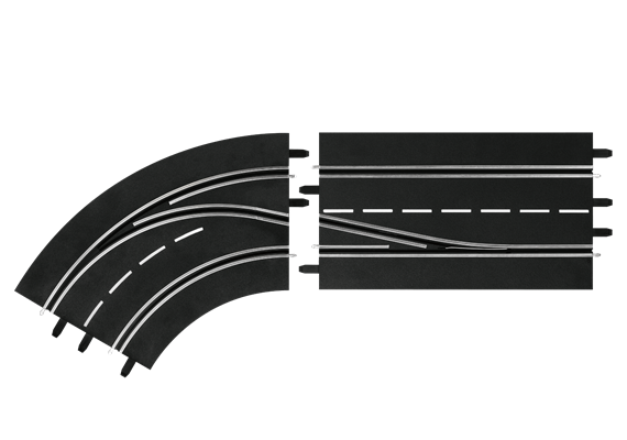 Carrera 20030362 D132, D124 Spurwechselkurve links, innen nach außen