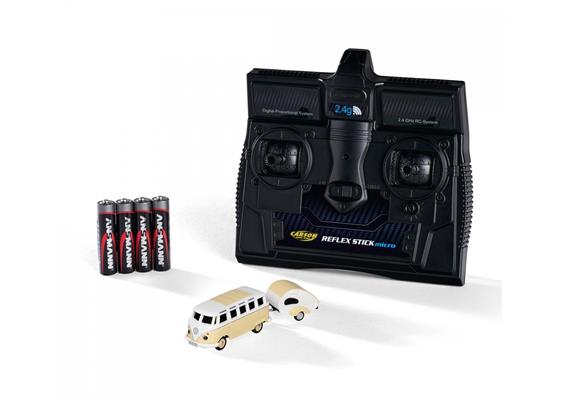 Carson 500504164 VW T1 Samba Bus mit Wohnwagen 2.4GHz 100% - H0 (1:87) | Bild 1