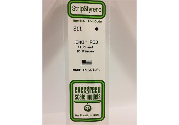 Evergreen 211 Rundstab, 35 cm lang, Durchm.1,0 mm, 10 Stück | Bild 2