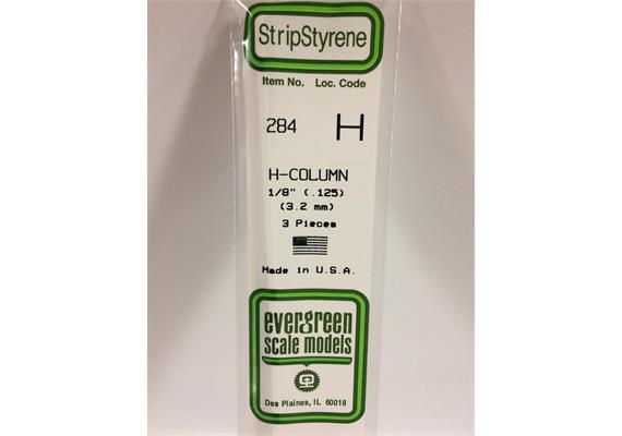 Evergreen 284 H-Profil, 350x3,2x2,9 mm - 1/8, 3 Stück | Bild 2