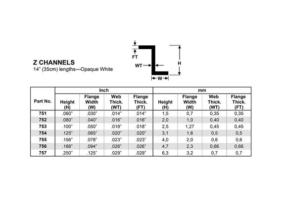 Evergreen 753 Z-Profil, 35 mm lang, Höhe 2,5mm, Dicke 0,45 mm , 4 Stück | Bild 3