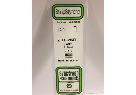 Evergreen 754 Z-Profil, 35 mm lang, Höhe 3,1mm, Dicke 0,50 mm , 3 Stück | Bild 2