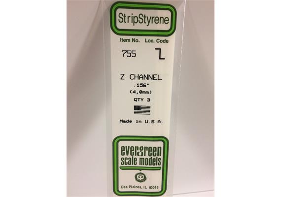 Evergreen 755 Z-Profil, 35 mm lang, Höhe 4,0mm, Dicke 0,60 mm , 3 Stück | Bild 2