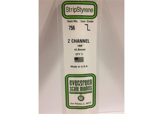 Evergreen 756 Z-Profil, 35 mm lang, Höhe 4,7mm, Dicke 0,66 mm , 3 Stück | Bild 2