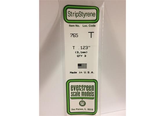 Evergreen 765 T-Profil, 35 mm lang, Höhe/Breite 3,1 mm, 3 Stück | Bild 2