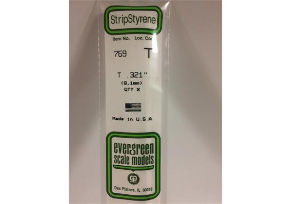 Evergreen 769 T-Profil, 35 mm lang, Höhe/Breite 8,1 mm, 2 Stück | Bild 2