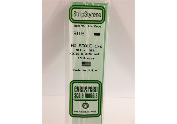 Evergreen 8102 Maßstab 1:87: Leisten, 350x0,3x0,6 mm, 10 Stück | Bild 2