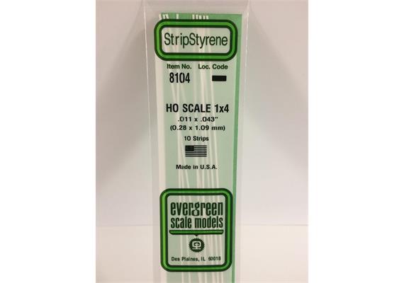 Evergreen 8104 Maßstab 1:87: Leisten, 350x0,3x1,1 mm, 10 Stück | Bild 2