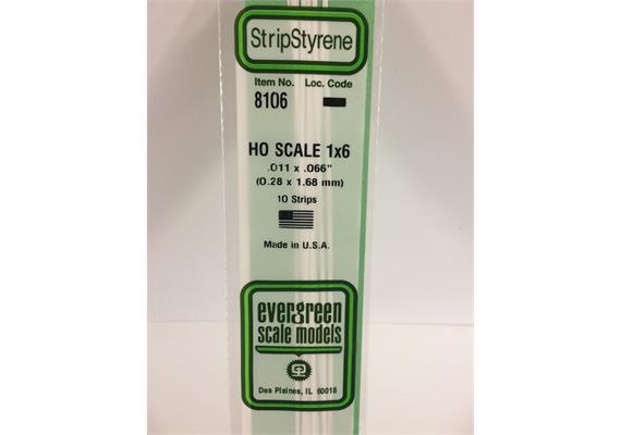 Evergreen 8106 Maßstab 1:87: Leisten, 350x0,3x1,7 mm, 10 Stück | Bild 2