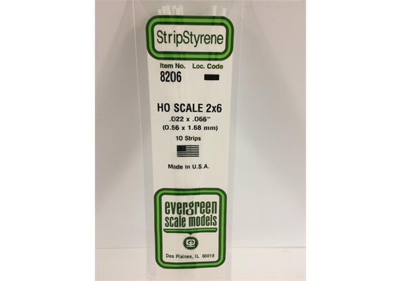 Evergreen 8206 Maßstab 1:87: Leisten, 350x0,6x1,7 mm, 10 Stück | Bild 2