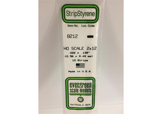 Evergreen 8212 Maßstab 1:87: Leisten, 350x0,6x3,4 mm, 10 Stück | Bild 2