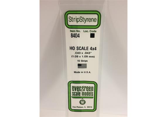 Evergreen 8404 Maßstab 1:87: Leisten, 350x1,1x1,1 mm, 10 Stück | Bild 2