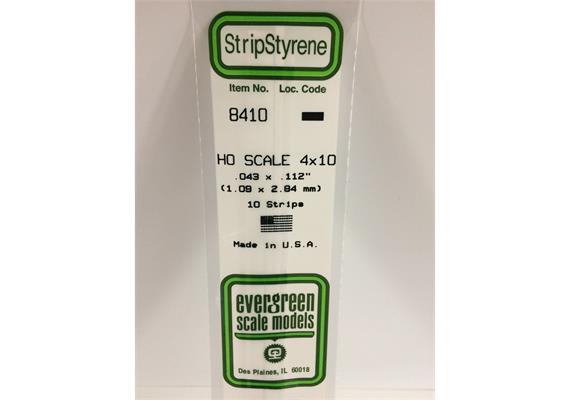 Evergreen 8410 Maßstab 1:87: Leisten, 350x1,1x2,8 mm, 10 Stück | Bild 2