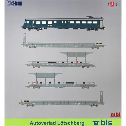 Exact-Train 26000 5er Set BLS Autozug mit Steuerwagen BDt 2x Auffahrwagen, 2x Rampenwagen