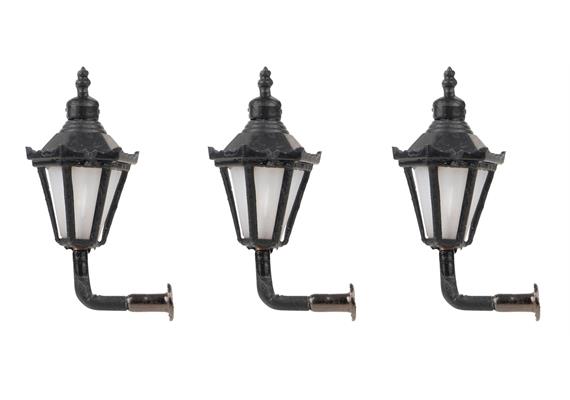 Faller 180111 LED-Wandleuchte, Sechskantlaterne mit Krone, warmweiß, 3 Stück - H0 (1:87)