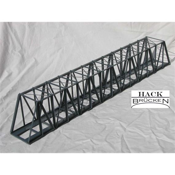 HACK 11450 Kastenbrücke 63 cm massive Streben grau K63, Fertigmodell aus Weissblech - H0